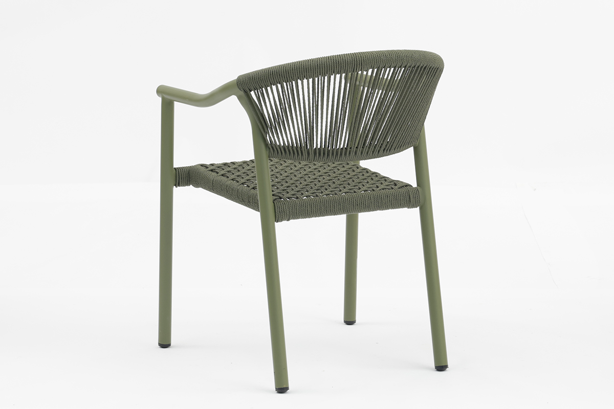 	 Cephas Outdoor dining stackable aluminum rattan bistro wicker wooden look chair - AD642156
