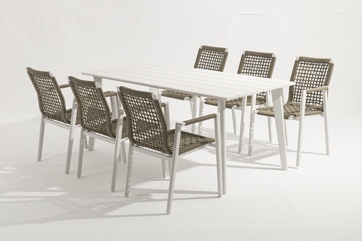 Durable All-Aluminum Patio Table with Slatted Top Design - AD551007