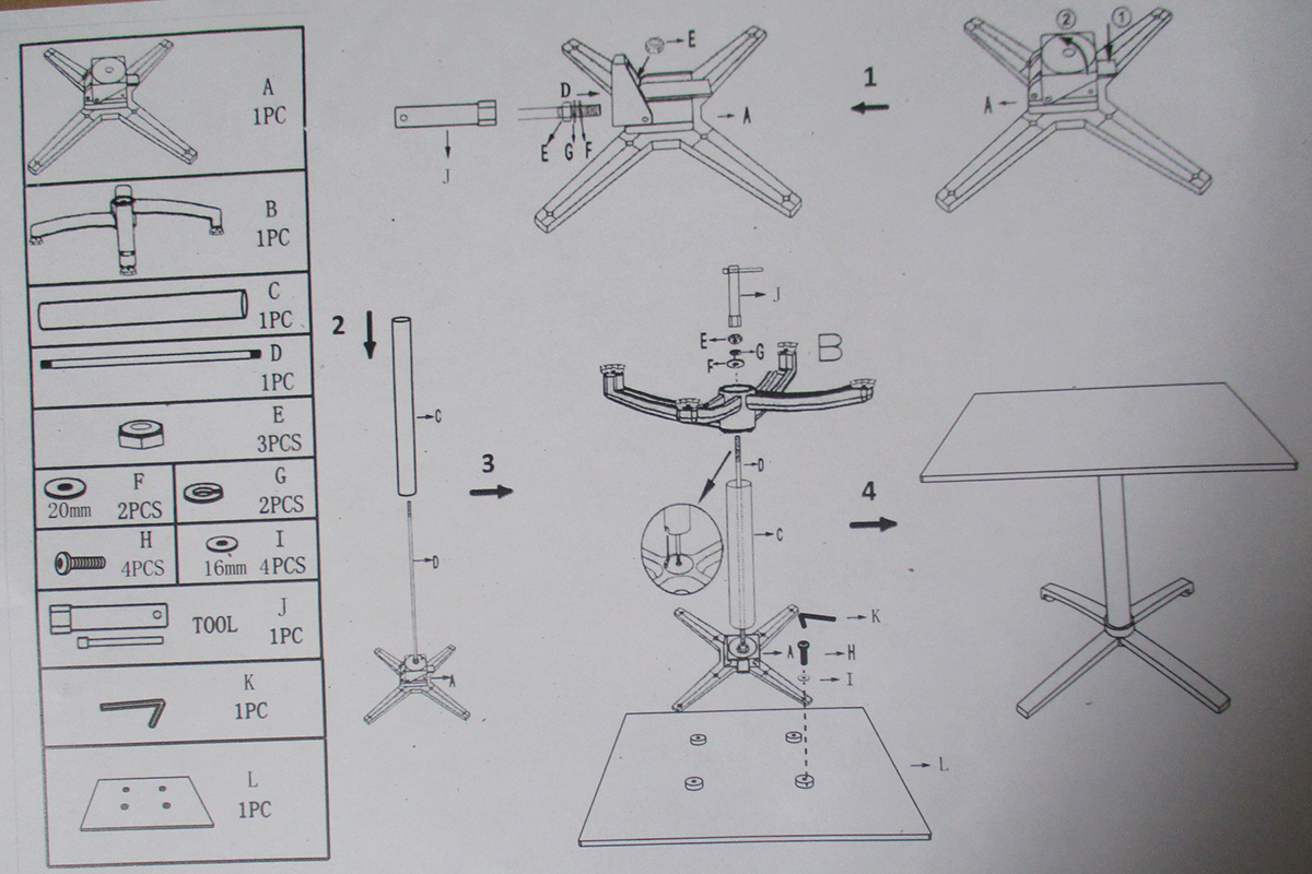 Hot sale factory direct four leg metal Alum table base with top for restaurant - AD751018