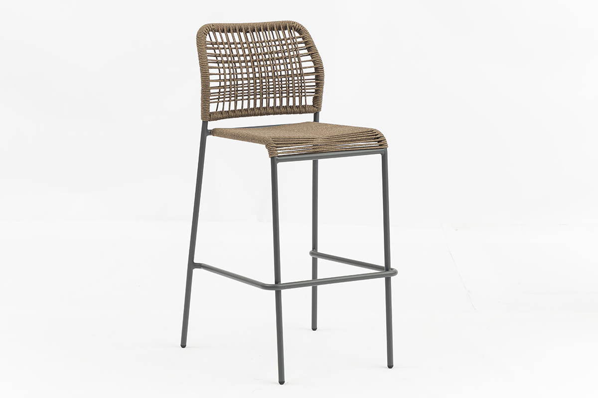 Modern Patio Bar Stool with PE Rattan Woven Backrest AD632068