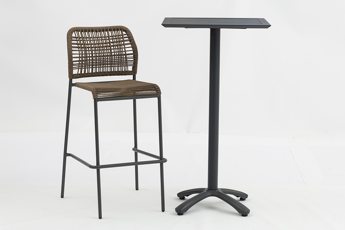 Modern Patio Bar Stool with PE Rattan Woven Backrest AD632068