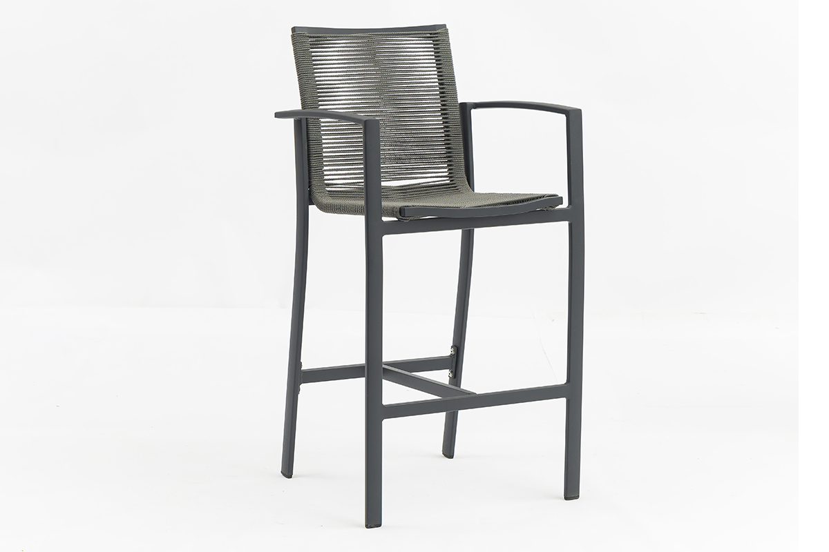 Outdoor barstool aluminum frame all-weather PE twist rattan weaven back bar stools AD722008B