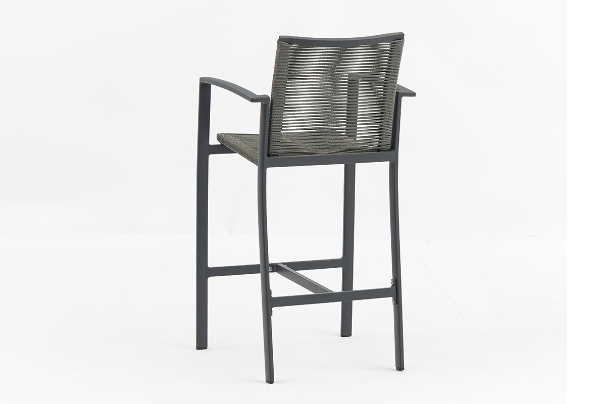 Outdoor barstool aluminum frame all-weather PE twist rattan weaven back bar stools AD722008B