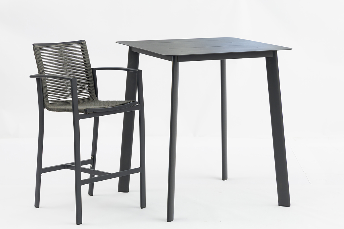 Outdoor barstool aluminum frame all-weather PE twist rattan weaven back bar stools AD722008B