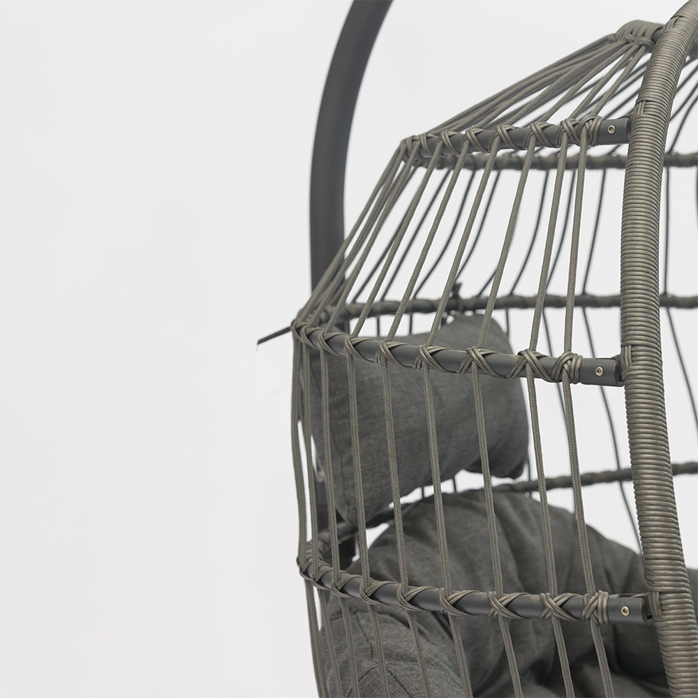 Outdoor Folding Metal Stand Furniture PE Rattan Hanging Swing Chair Europe Patented No.: 004680676-0001 AD698012