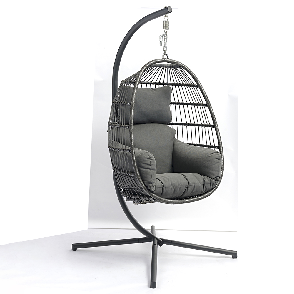 Outdoor Folding Metal Stand Furniture PE Rattan Hanging Swing Chair Europe Patented No.: 004680676-0001 AD698012