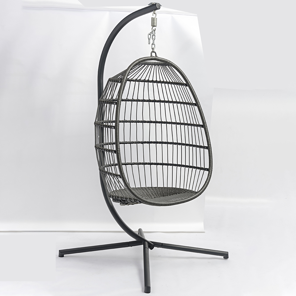Outdoor Folding Metal Stand Furniture PE Rattan Hanging Swing Chair Europe Patented No.: 004680676-0001 AD698012