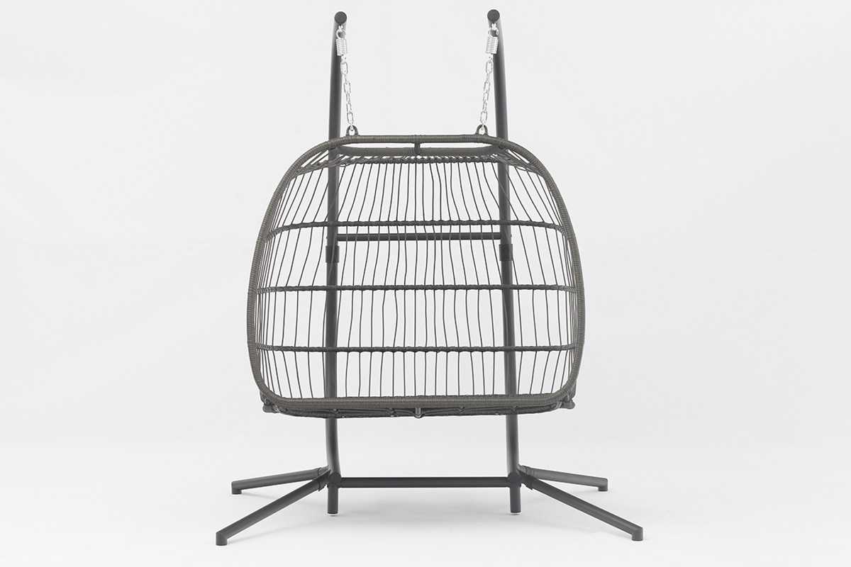 Outdoor Rattan Double Egg Chair Lover Fully Foldable Wicker Swing Chairs AD698012-OB