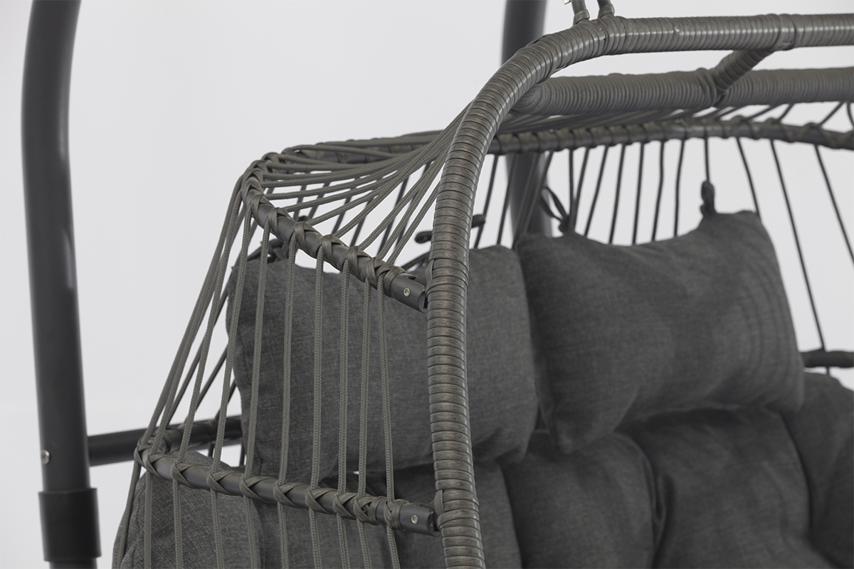 Outdoor Rattan Double Egg Chair Lover Fully Foldable Wicker Swing Chairs AD698012-OB