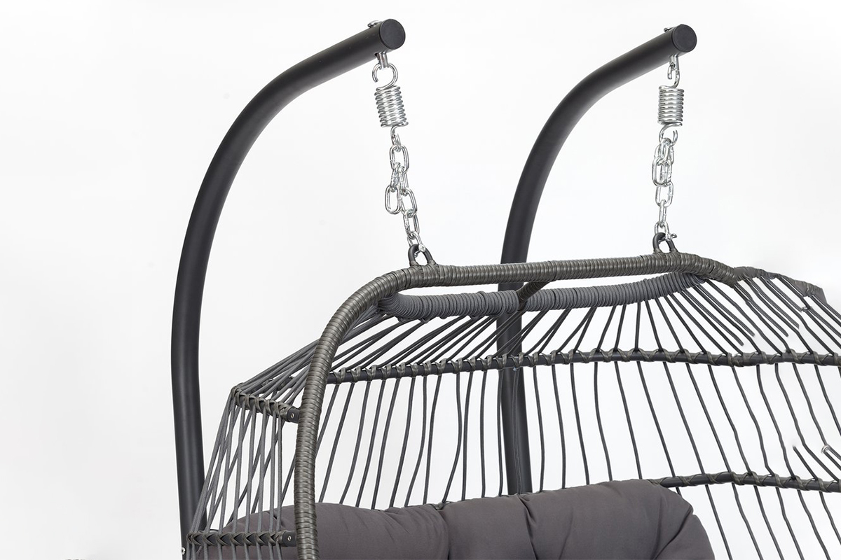 Outdoor Rattan Double Egg Chair Lover Fully Foldable Wicker Swing Chairs AD698012-OB