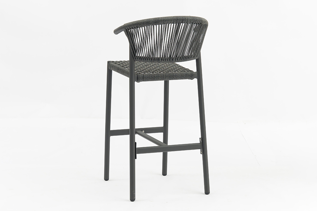 Rattan Bar Stool Aluminum Outdoor Rattan Counter Pub Chair for Home Bar Gym Restaurant High Capacity Woven Aluminum AD642156-4
