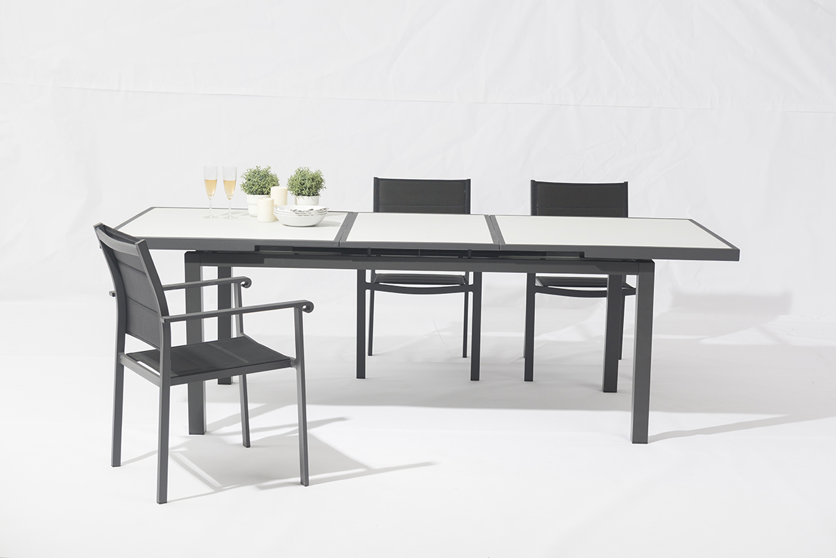 Taisie Stylish Outdoor 7pcs Dining Set: 6 Chairs with Sleek All-Aluminum Table-AD996001