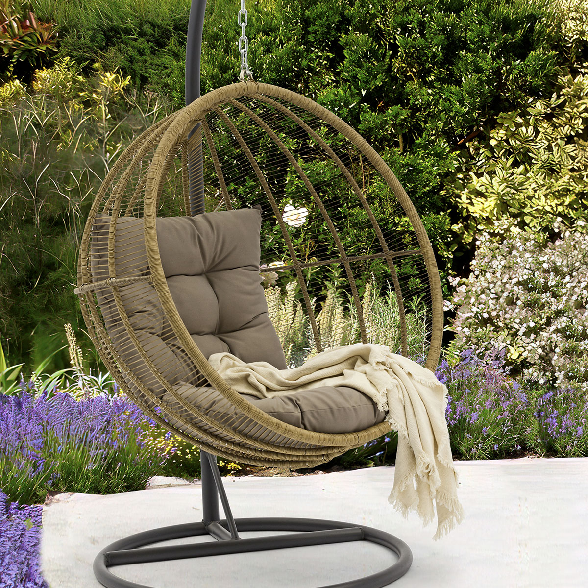 Luxury Outdoor Hanging Chair – Handmade Wicker Swing with Cushion -AD698011 (1)