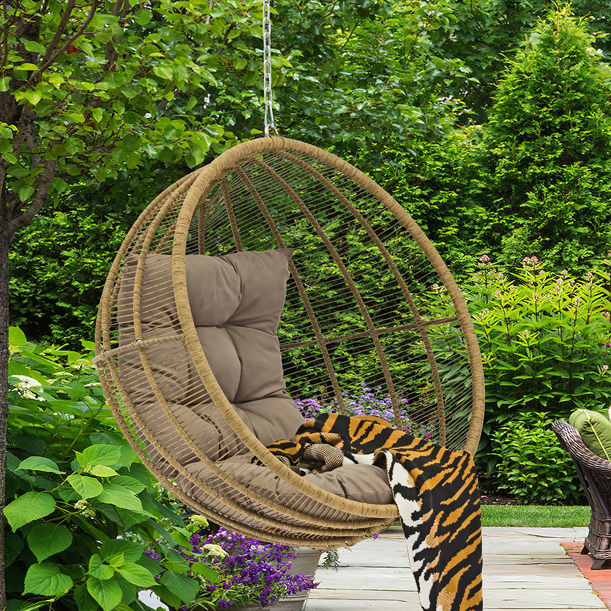 Luxury Outdoor Hanging Chair – Handmade Wicker Swing with Cushion -AD698011 (2)