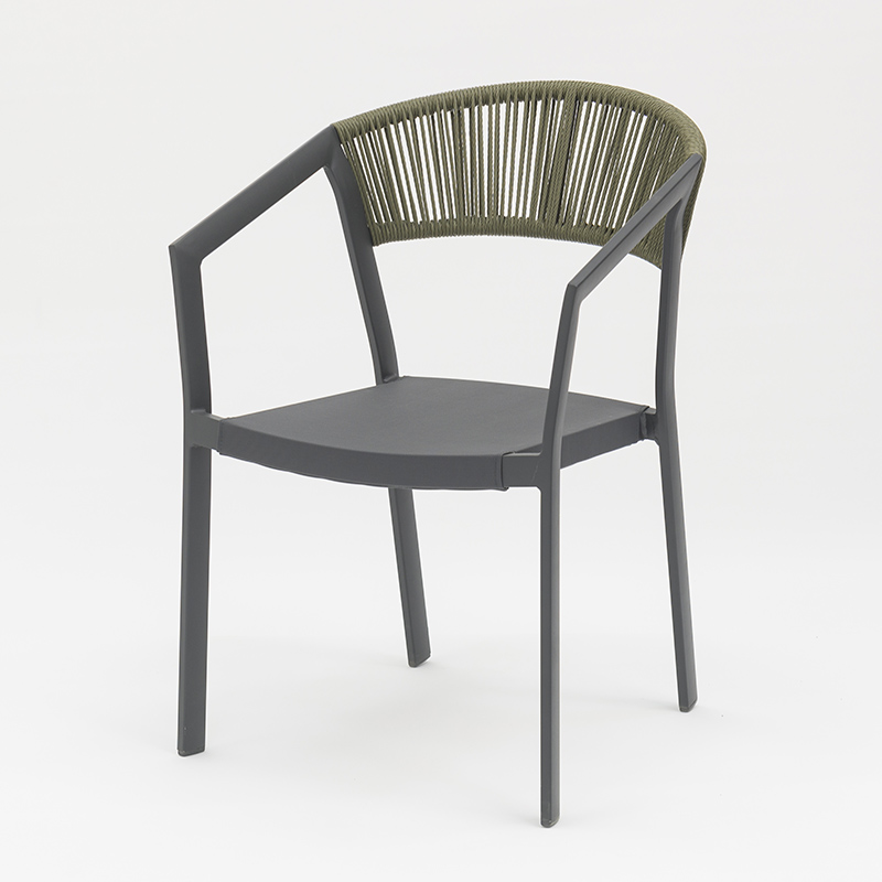 Outdoor dining stackable aluminum rattan bistro wicker chair- AD932006 (4)
