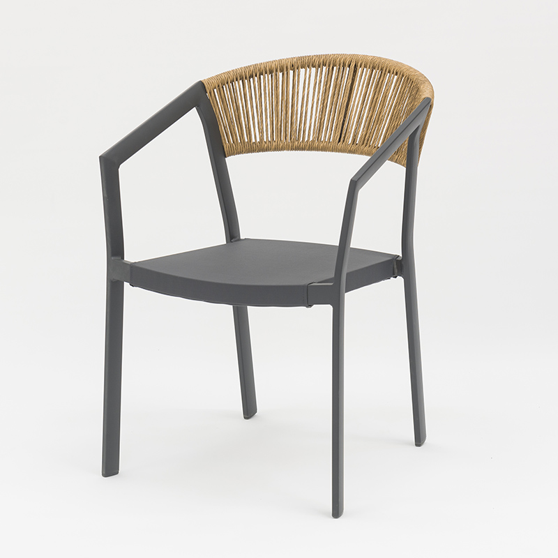 Outdoor dining stackable aluminum rattan bistro wicker chair- AD932006 (6)