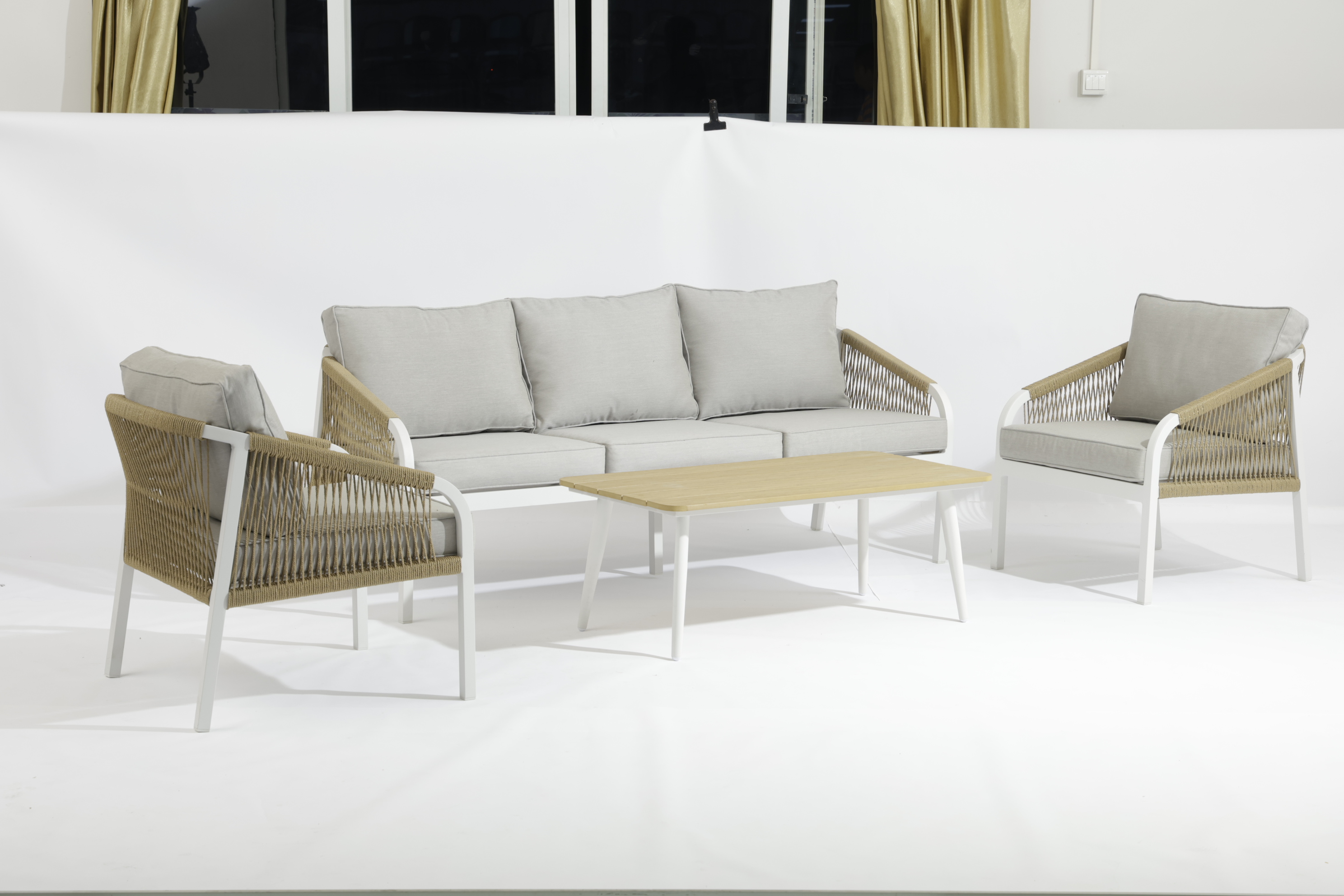 Outdoor Alum Rattan sofa cali sofa 4pcs set-AD935004-4