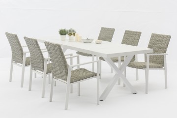 Chic Outdoor Dining Set: 6 Stylish Chairs and a Durable All-Aluminum Table-AD723016-7