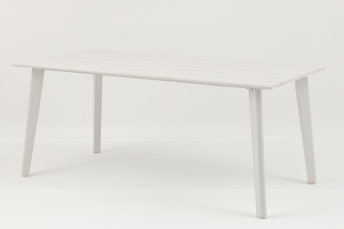 Durable All-Aluminum Patio Table with Slatted Top Design - AD551007