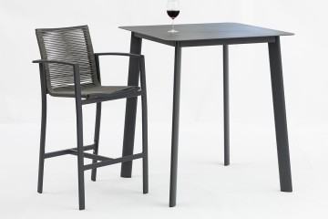 Outdoor barstool aluminum frame all-weather PE twist rattan weaven back bar stools AD722008B