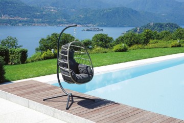 Outdoor Folding Metal Stand Furniture PE Rattan Hanging Swing Chair Europe Patented No.: 004680676-0001 AD698012