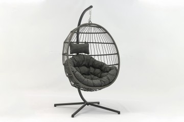 Outdoor furniture Luxurious PE Rattan hanging chair with stand for garden AD698008-2