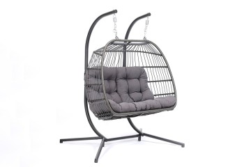 Outdoor Rattan Double Egg Chair Lover Fully Foldable Wicker Swing Chairs AD698012-OB