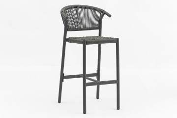 Rattan Bar Stool Aluminum Outdoor Rattan Counter Pub Chair for Home Bar Gym Restaurant High Capacity Woven Aluminum AD642156-4