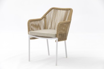 Wales Outdoor dining stackable aluminum rattan bistro wicker chair polyester cushion - AD692029R