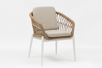 Lina Outdoor Aluminum Cross-Woven Wicker Chair with Cushions - AD212002