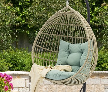 Luxury Design Water Drop Shaped Outdoor Home Balcony Furniture Rattan Egg Swing Hanging Chairs-AD698010