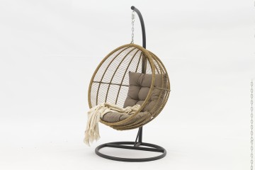 Luxury Outdoor Hanging Chair – Handmade Wicker Swing with Cushion -AD698011