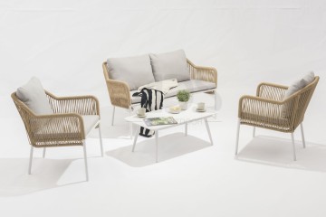 Outdoor aluminum twist wicker Baffin sofa 4pcs set combines modern design