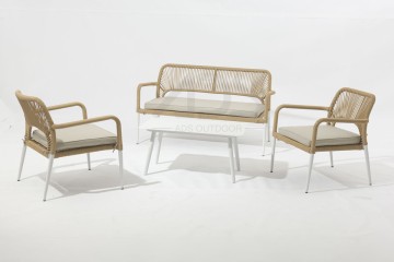 Outdoor aluminum twist wicker Gemini alum rattan sofa 4pcs set combines modern design