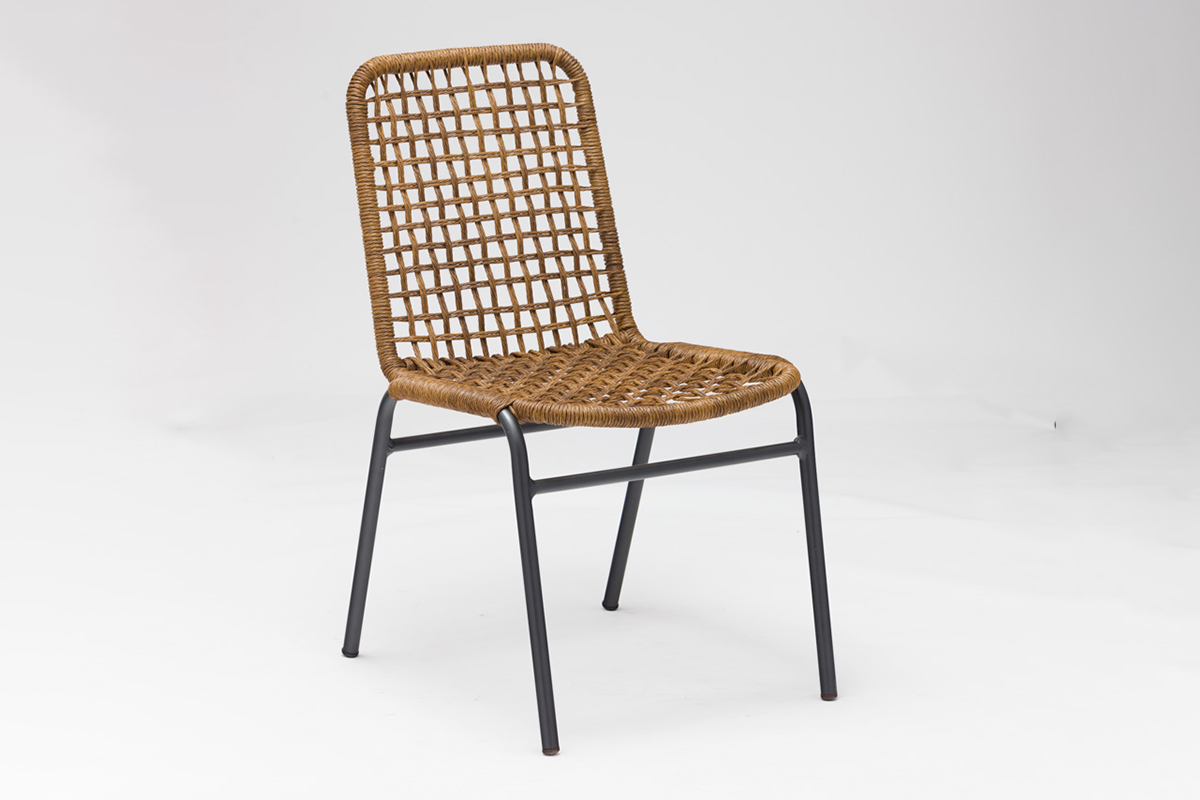 Chaise de bistrot empilable en rotin et aluminium pour salle à manger en plein air - AD667018S