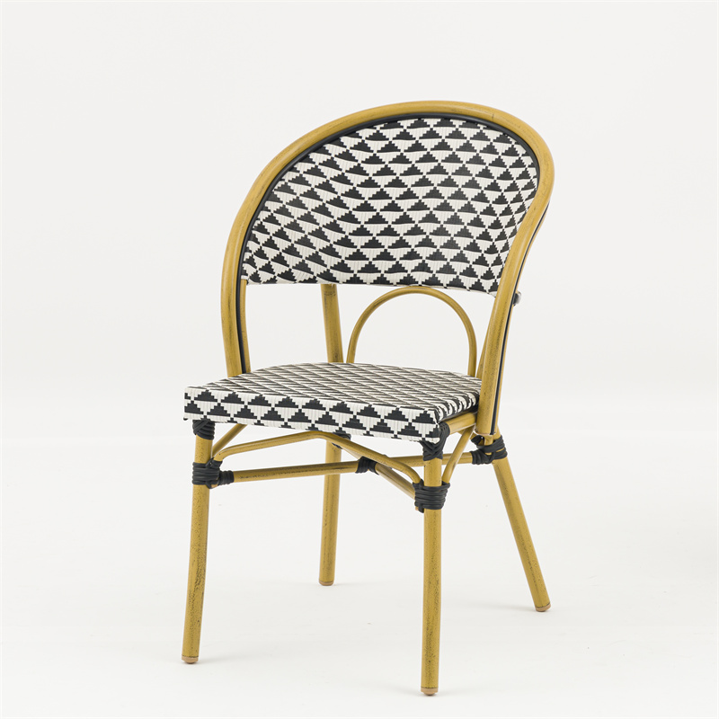 Outdoor dining stackable aluminum rattan bistro wicker chair-AD642037-1