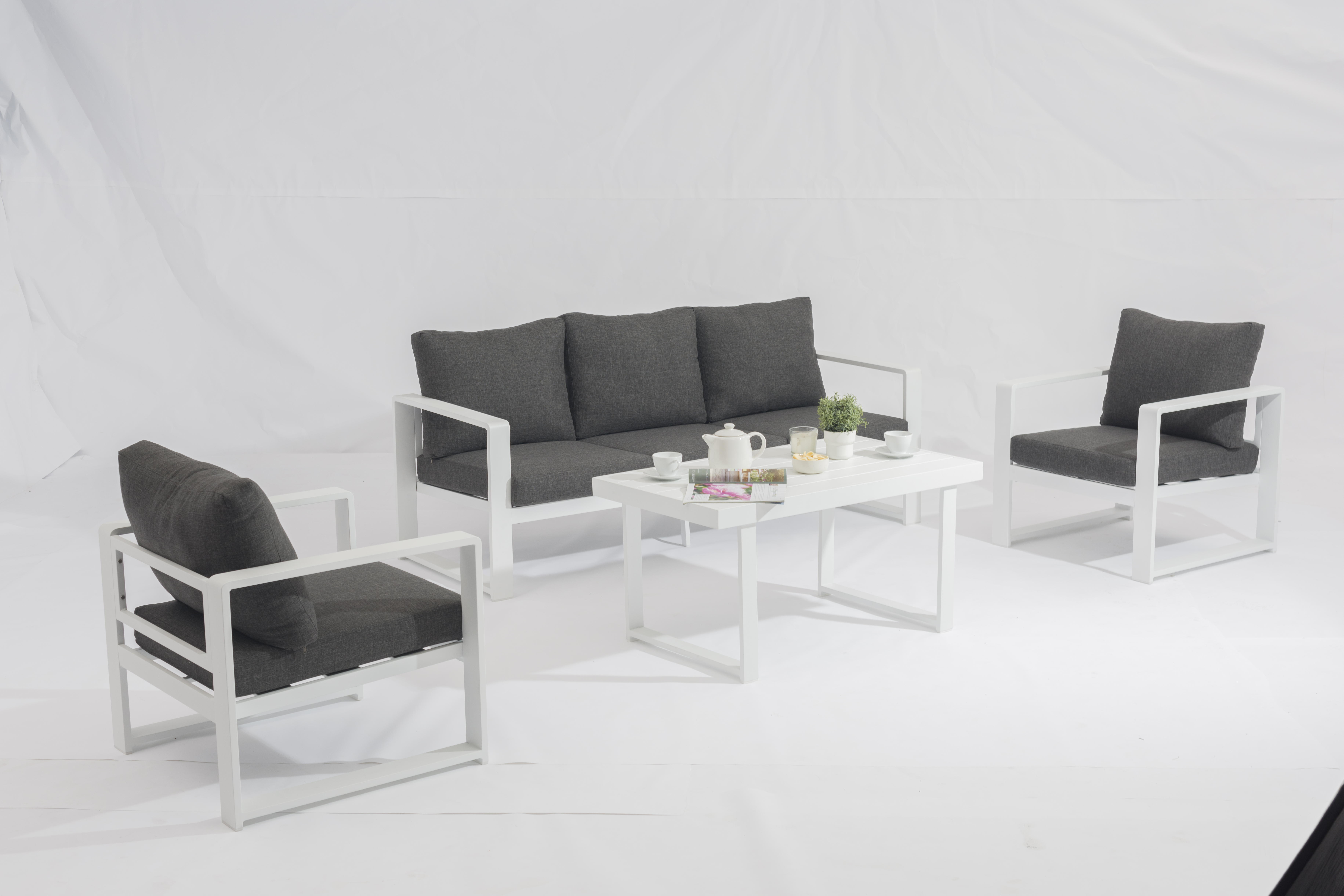 Outdoor full-aluminum AD995001 Ailsa alum sofa 4pcs set combines modern elegance
