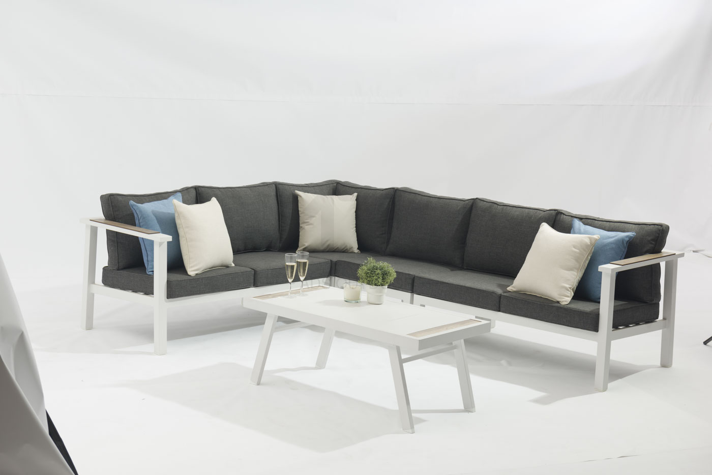 Outdoor full-aluminum AD705008-5 Boulia alum sofa 5pcs set combines modern elegance