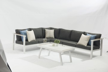 Outdoor full-aluminum AD705008-5 Boulia alum sofa 5pcs set combines modern elegance