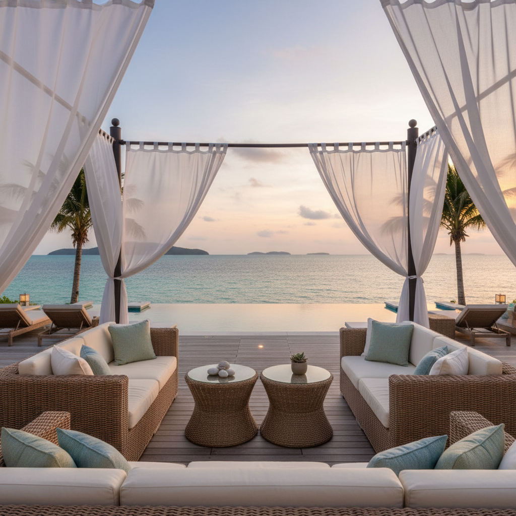 Outdoor Rattan Sofa Set For Hotel And Resort Spaces
