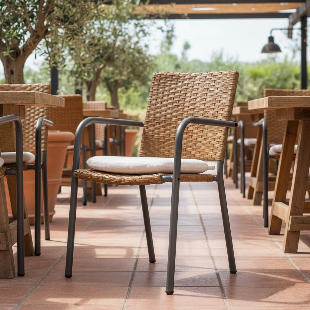 Aluminum Rattan Dining Chair For Restaurant And Café Seating