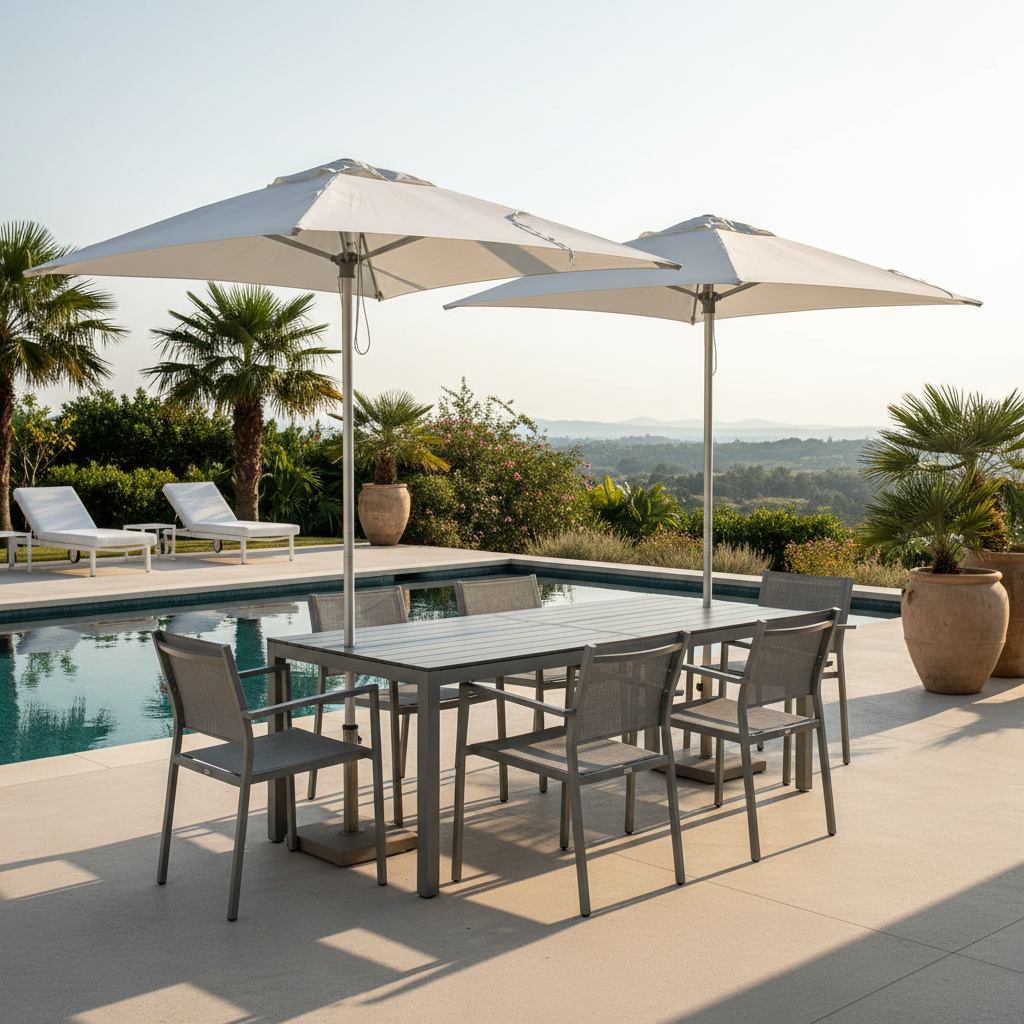 Outdoor Aluminum Dining Table For Poolside Leisure Areas