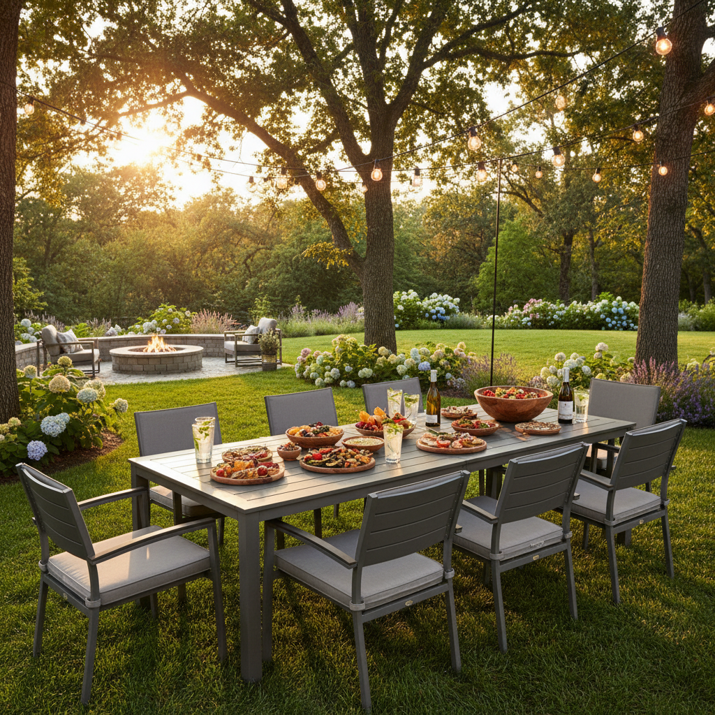 Outdoor Aluminum Dining Table For Backyard Social Gatherings
