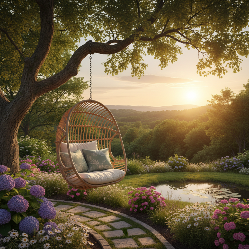Rattan Hanging Chair For Garden And Landscape Decoration