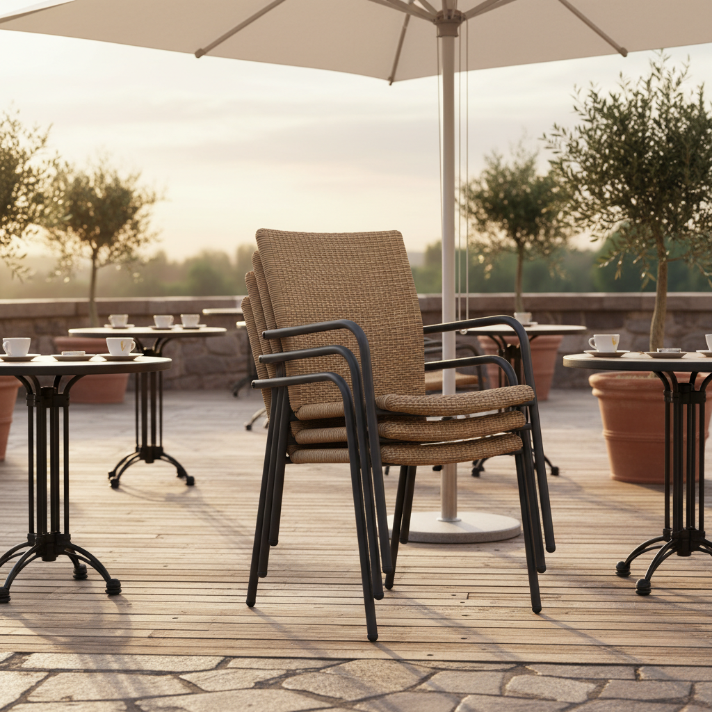 Stackable Outdoor Dining Chair For Restaurant And Café Seating