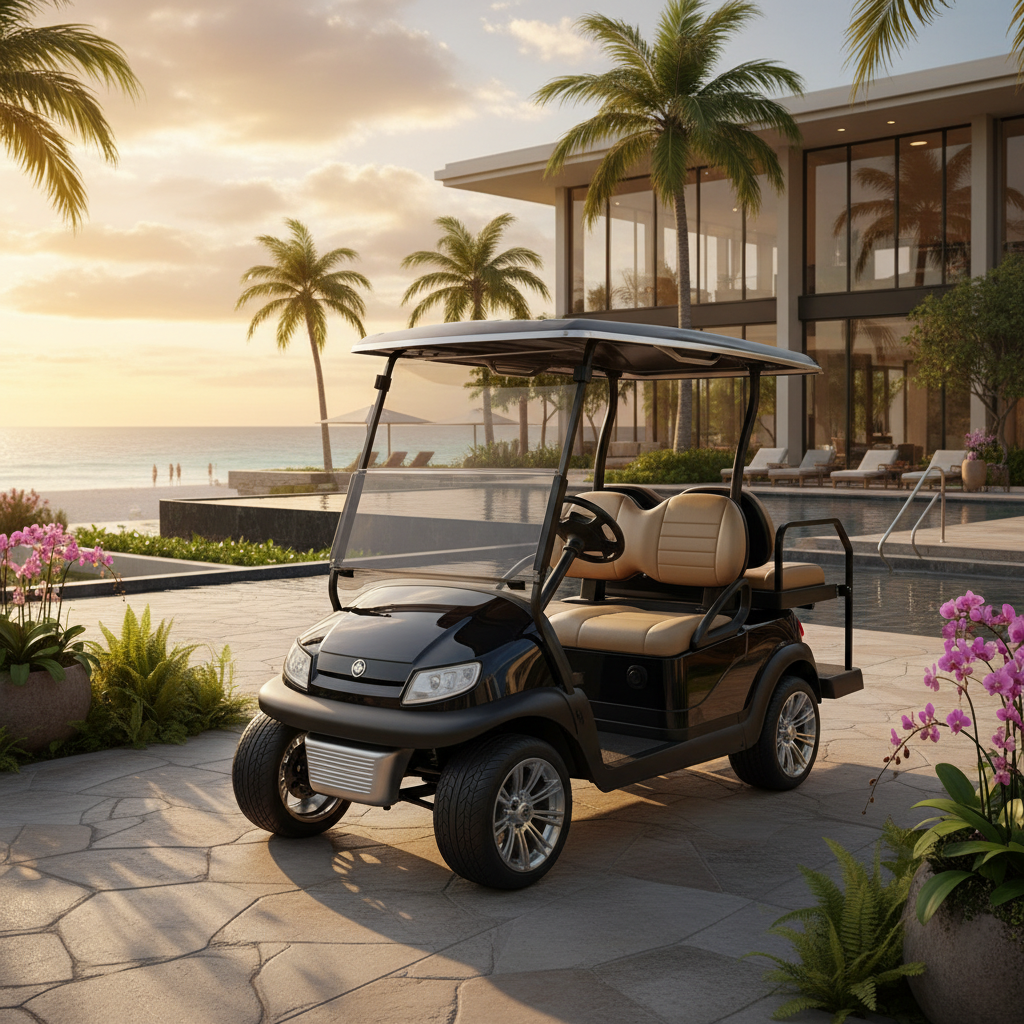 Black Golf Cart For Luxury Resorts And Hotels