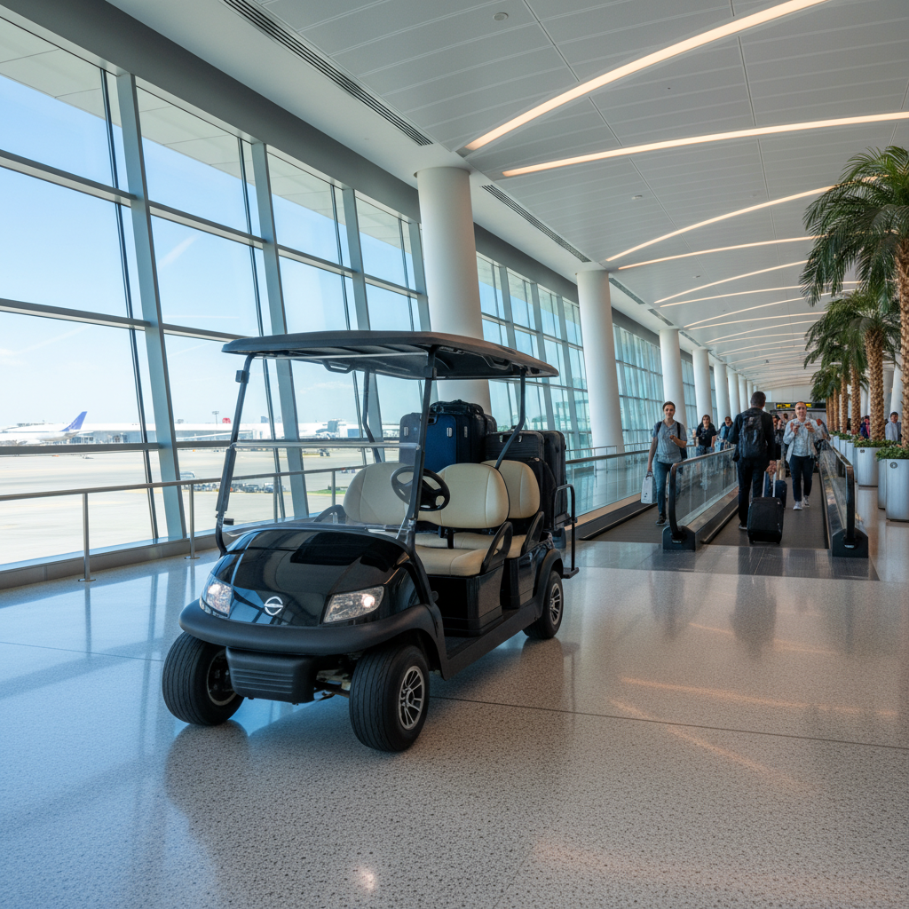 Black Golf Cart For Airport Terminal Transit