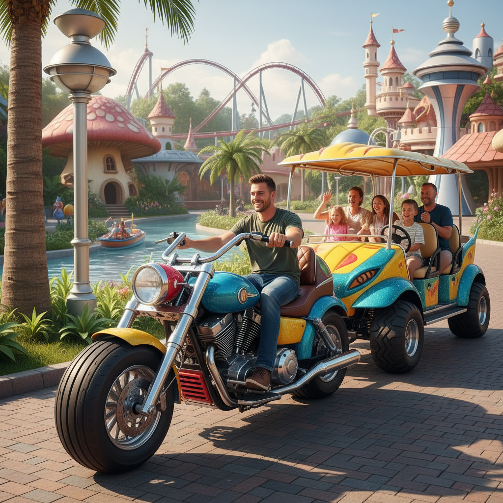 Motorcycle Golf Cart For Amusement And Theme Parks