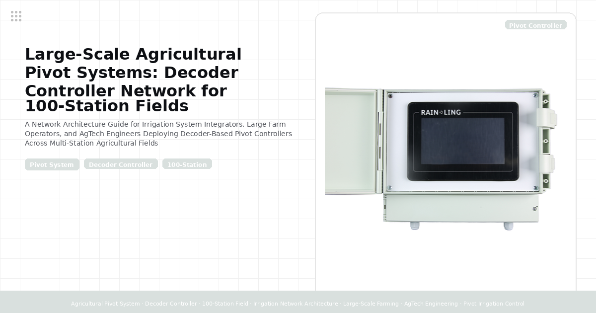 Large-Scale Agricultural Pivot Systems: Decoder Controller Network Architecture for 100-Station Fields