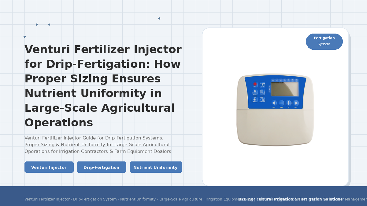 Venturi Fertilizer Injector for Drip-Fertigation: How Proper Sizing Ensures Nutrient Uniformity in Large-Scale Agricultural Operations